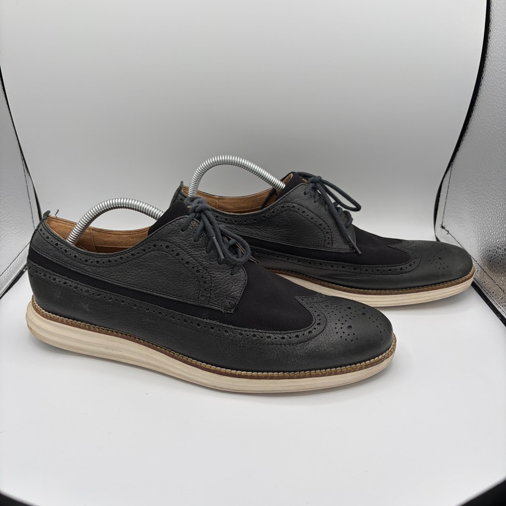 Cole Haan Grand OS Wingtip Oxford Size 11 Black Leather Canvas C22748 Shoes